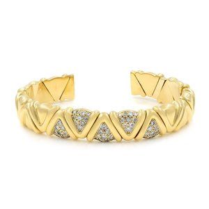 Rachel Koen Solid Diamond Cuff Bracelet 18K Yellow Gold 1.00Cttw 6 Inches
